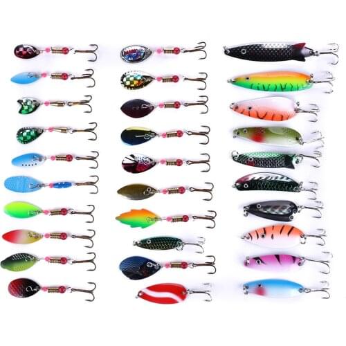 HENGJIA 30pcs Isca Artificial Mixed Set Metal Spoon Sequins Fishing Lures Wobble Carp Pesca Fishing Tackle