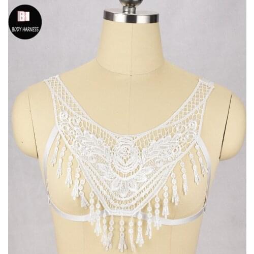 Lace Tassels harness sexy bondage lingerie body Harajuku Gothic harness cage bra fetish wear body harness bra harness cage