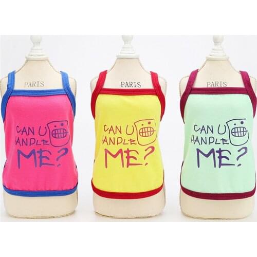 Summer Cool Pet Clothes For Small Dogs Chihuahua Teddy Solid Color Text Printing Puppy Cat T-Shirt Breathable Cotton Dog Vest