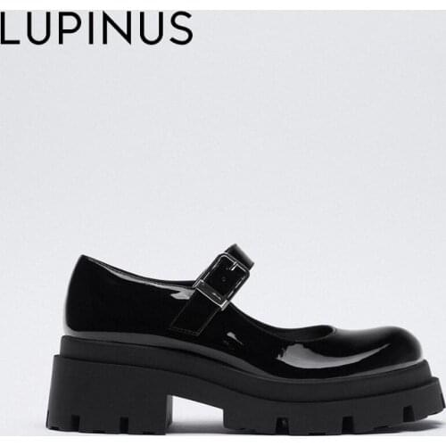 LUPINUS fashion Chunky Heel Women Single Shoe 2021 New Retro College Style Women Mary Jane Shoe Thick Bottom Women Leather Shoe