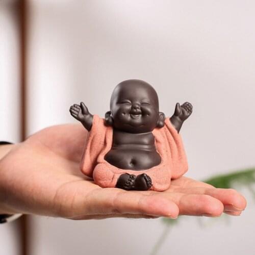 Micro Landscape Decoration Tea Tray Ornaments Ceramic Crafts Purple Clay Tea Pet Maitreya Buddha Home Garden