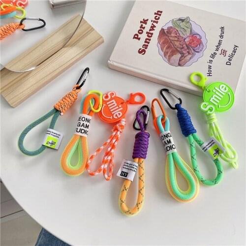 Multifunctional Buclke Fluorescent Braided Key Lanyard Climbing Hook/Bag Decoration/Mobile Phone Lanyard for iphone Short Strap