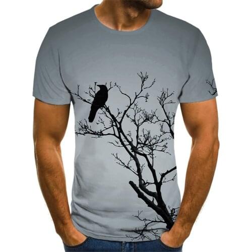 Fashion loose animal trees bird men and women T-shirt 3D printing casual T-shirt summer breathable stretch oversized T-shirt