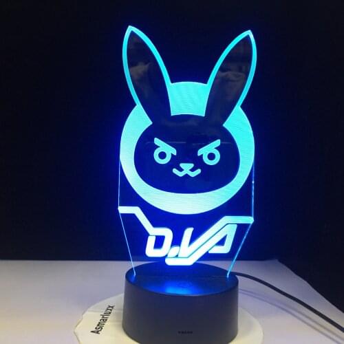 Cartoon 3D LED Lighting Animal Rabbit Acrylic RGB Night Light USB Touch Control Home Decor Table Lamp Christmas Gift for Kids