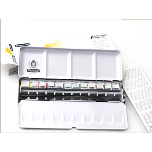 2016 Schmincke 12 Artists water color half pans Water Color Paints Artist Watercolor Painting Pigment Set student stationer set