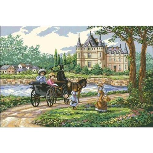 Ladys castle patterns Counted Cross Stitch 11CT 14CT 18CT DIY wholesale Chinese Cross Stitch Kits Embroidery Needlework Sets
