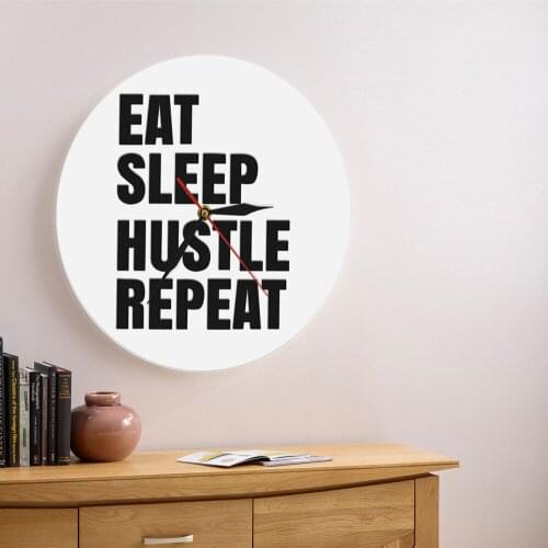 1Piece Eat Sleep Hustle Repeat Wall Art Decorative Acrylic Wall Clock Day And Day Boring Life Silhouette Wall Clock