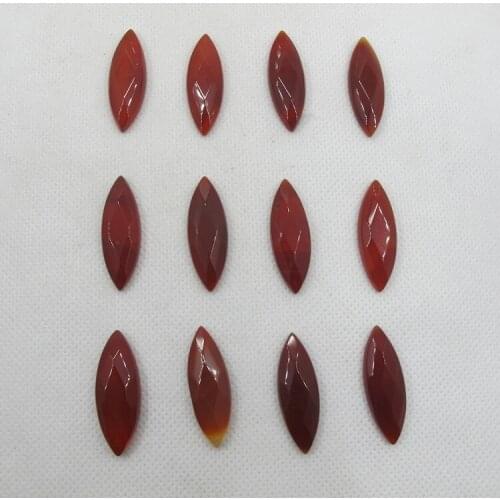 Wholesale Red Agat e Carnelian Bead Cabochon 10x30mm Faceted Marquise Gem stone Cab Pendant ,Jewelry Cabochon Ring Face 5ps/lot