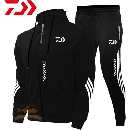 Daiwa Autumn Men Outdoor Sport Fishing Clothing Sets Fishing Jacket Pants Two Pieces Sets Windproof Warm Travel Fishing Suit