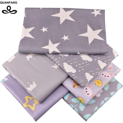 QUANFANG Gray Series Patterns Print Twill Cotton Fabric For Patchwork Cloth DIY Sewing/Quilting Material Baby Child 40x50cm