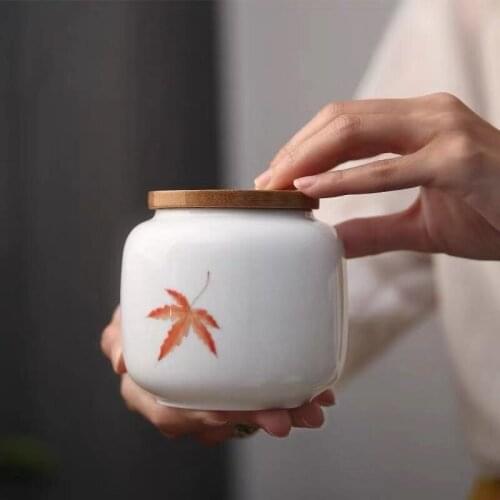 Hand-Painted Sealed Tea Containers Ceramic Pu'er Small Storage Jar Portable Tea Box Tea Jar Tea Storage Box Ceramic Jar Tea