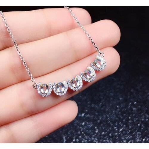The Best Gift For Your Girl Friend 100% Natural and Real Aquamarine Necklace 925 Sterling Silver Aquamarine Pendant
