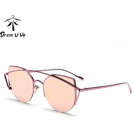 DRESSUUP Rose Gold Sunglasses Women Men Brand Designer Cat Eye Woman Sun Glasses Oculos De Sol Feminino Gafas Lunettes