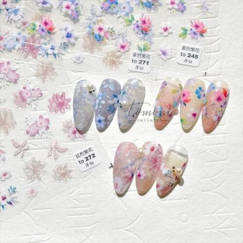 Tomoni thin tough 245 Moji hot cute nail stickers Japanese stickers 5d nail stickers flower series nails decoraciones
