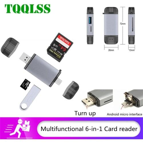 USB C Card Reader SDHC SD TF MicroSD Card Reader Micro USB OTG Adapter 6 in 1 for Macbook for Huawei Samsung Android Phone PC