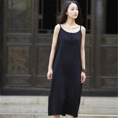 Chinese Style Vintage Women A-line Dress Plus Size 4XL/5XL/6XL Summer Sexy Spaghetti Strap Ladies Dresses Oversized Vestidos Red