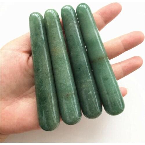 1pc Face Massager Roller Wand Natural Green Aventurine Stone Wand Guasha Stick Health Care Body Massage