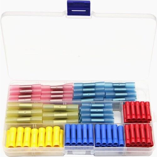 160PCS Heat Shrink Insulated Cable Electrical Wire Butt Connectors Waterproof Splice Crimp Terminals Kit Assortment 10-26AWG