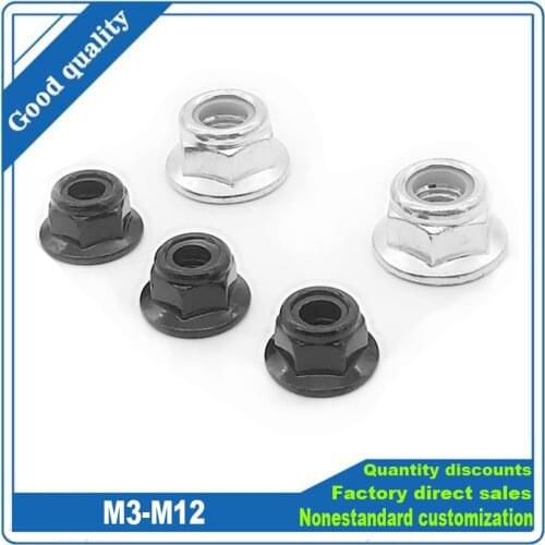 2/10pcs 304 A2-70 Stainless Steel Hex Flange Nylon Insert Lock Nut M3 M4 M5 M6 M8 M10 M12 Self-locking Nylock Lock Nut