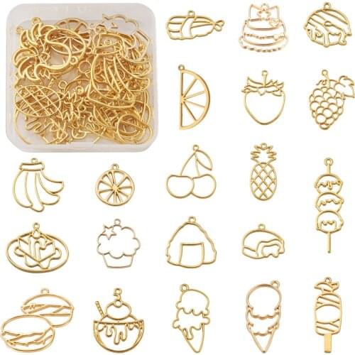 20pcs Zinc Alloy Open Back Bezel Pendants Food Fruit Cake Bread Frame For DIY UV Epoxy Resin Pressed Flower For Jewelry Making