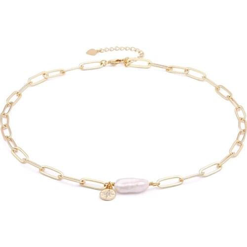 2021 New Best-selling Necklace Copper Plated 18K Gold Fashion Simple Freshwater Pearl Pendant Zircon Women Wholesale Necklace