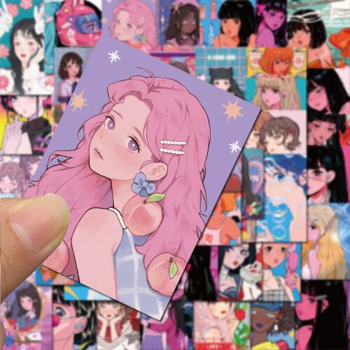 50 Illustrations Girl Ins Hand Stickers Personalized Creative Non-repetitive Self-adhesive Pattern Graffiti Waterproof Stickers