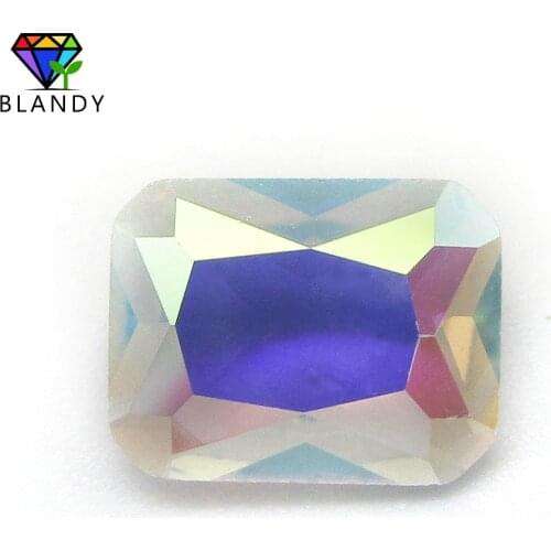 AB Colors Glass Stone 3x5~10x14mm Octangle Cut Loose Synthetic Gems Beads For Jewelry Free Shipping