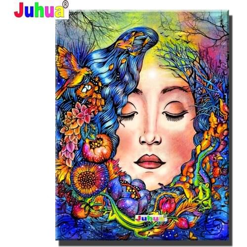 5d diy diamond painting Beautiful Crow Girl mosaic cross stitch flower fairy embroidery diamond round square stones Home decor