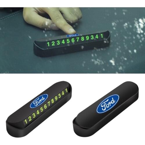 Car Emblem Parking Card Luminous Auto Phone Number Card Plate For Ford Focus Ranger Fiesta S MAX Mustang Fusion Kuga Mondeo