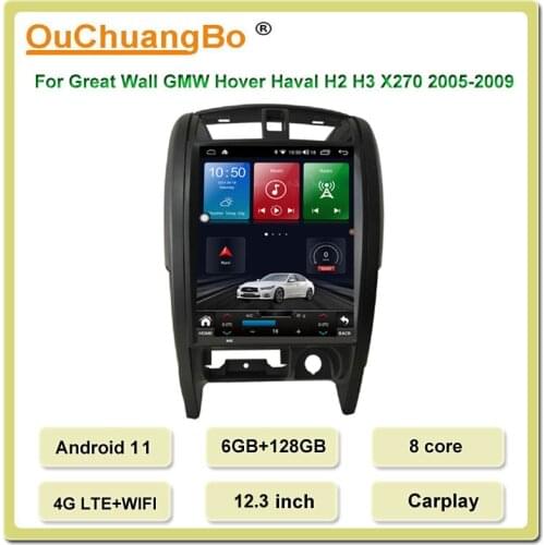Ouchuangbo Android 10 Tesla Style Car GPS Tape Recoder For 12.1 Inch Great Wall GMW Hover H2 H3 X270 2005-2009 With 64GB 8 Core