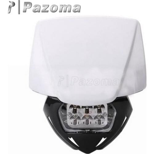 White Motorcycle LED Front Motocross Headlight Mask Dual Sport Headlamp Enduro for SX EXC SMR XCF SXF EXF