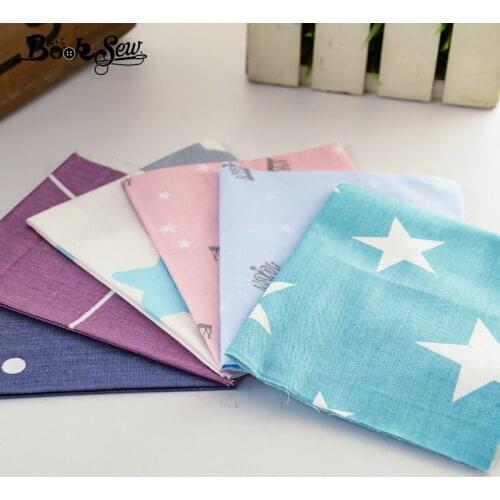 Booksew 6PCS/lot 20x25cm 100% Cotton Twill Fabrics Printed Cute Star and Royal Crown Patterns Cloth Tela Fat Quarters DIY Tecido