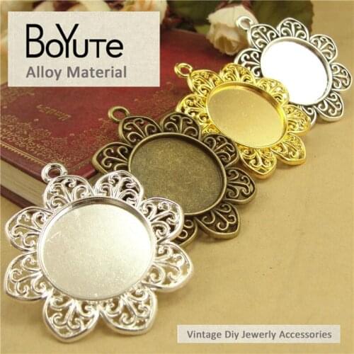 BoYuTe (40 Pieces/Lot) 25MM Cabochon Base Vintage Jewelry Accessories Parts Pendant Tray Charms for Jewelry Making Diy Findings