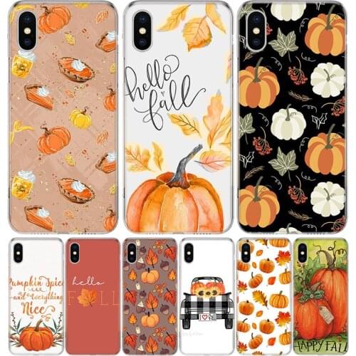 Pumpkin happy fall Autumn Cover Phone Case For Iphone 11 12 Mini Pro 7 6 X 8 6S Plus XS MAX + XR 5S SE 10 9 Art TPU Coque Capa S