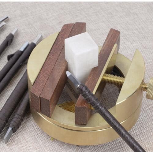 TRANVONSingle Head Pure Copper Circular 360-Degree Rotary Engraving Gripper Engraving Vise