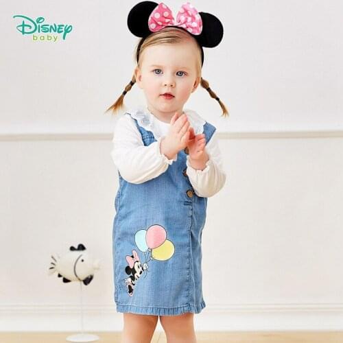 Disney Spring and Autumn Denim Strap Skirt Dress Girl Skin Friendly Breathable Dress Girl Children Dress Kids Clothes Girls