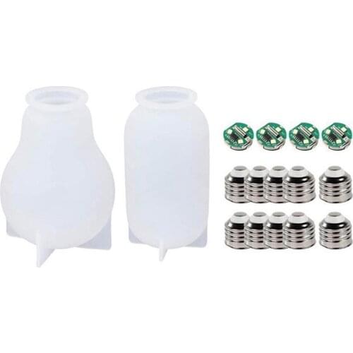 DIY Epoxy Light Bulb Resin Molds, 2PCS LED Bulb Silicone Molds for Resin,Resin Silicone Molds with 4PC LED Chip Base