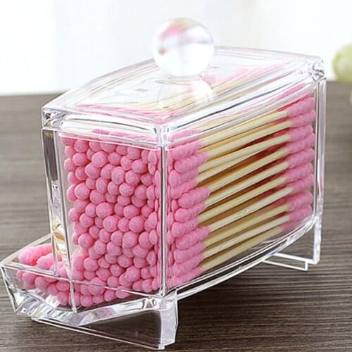 Cotton Swabs Storage Holder Box Transparent Makeup Cotton Pad Cosmetic Containe