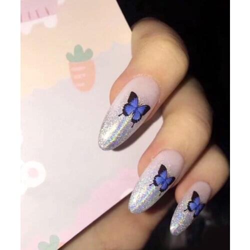7 Styles Laser Nail Art Stickers Butterfly Series Pattern Designs DIY Tips Nail Decals Manicure Decorations