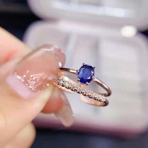Natural High-quality Sapphire Ring S925 Sterling Silver Fine Fashion Simple Multi Ring Jewelry for Women MeibaPJFS