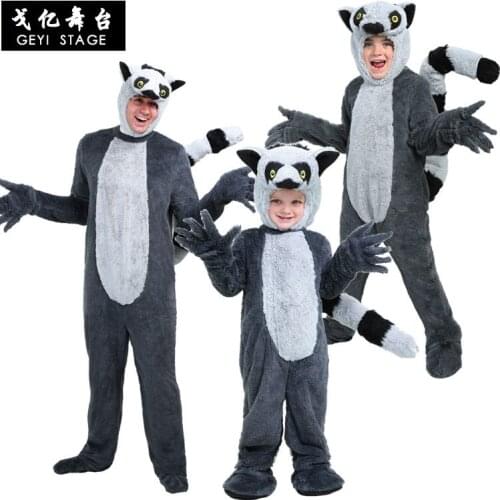 Neue Cosplay Halloween kinder Party Kostüm Madagaskar Insel Lemur Tier Bühne Leistung Männer Kostüm
