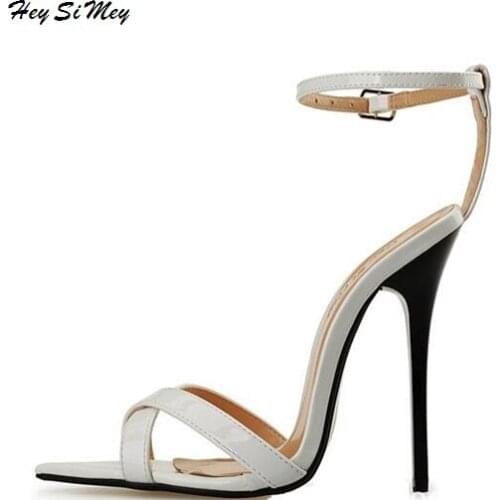 Hey Si Mey 2019 New Womens Sandals Shoes NvXie Sandale Abarca Sexy Thin Heels High Heels13.5CM Round Toe Bridal Model Catwalk