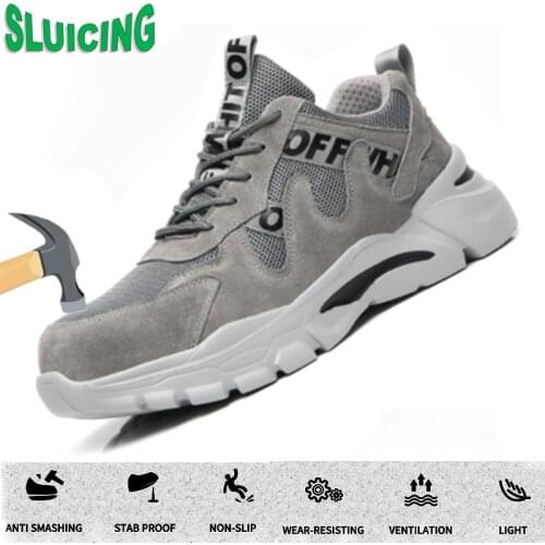 New Work Boots Safety Steel Toe Shoes Men Work Sneakers Puncture Proof Boots Safety Shoes Men Industrial Shoes Security Boots