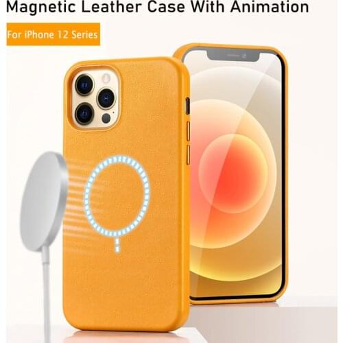 1:1 Official Magnetic Geniune Leather Case For iPhone 12 Pro Max Magsaf* Animation Phone Cover For iPhone 12 Mini 12Pro Max Case