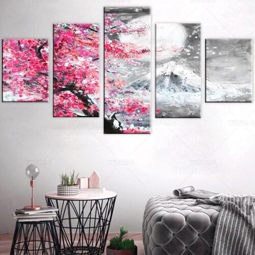 Canvas HD Prints Poster For Living Room Modern Wall Art Landscape Pink Sakura Painting Modular Home Decoration Picture Framework
