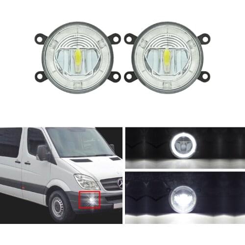 Direct Fit For Benz Sprinter 208-515 06-08 Front Led Fog Lights W/ Guide Angel Eyes DRL Halo Rings Car Styling Car Parts Lamp