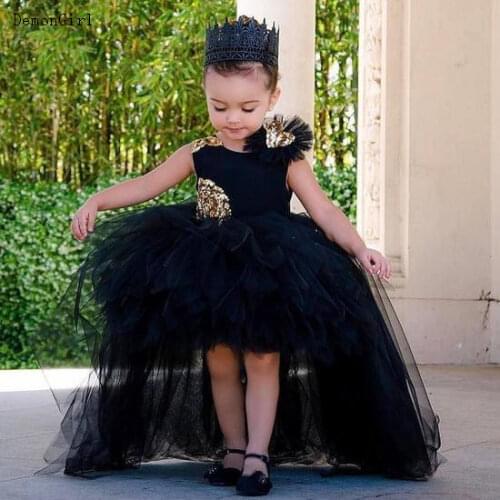 Gold Sequined Embroidery Baby Girls Dress Opening Ceremony Clothing Tutu Party Elegant Wear Girls Princess Dress Kids Vestidos