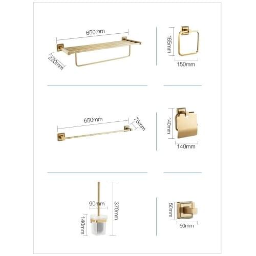All Copper Bathroom Hardware Pendant Set Bathroom Towel Rack Toilet European Style Bath Towel Rack Five Piece Set
