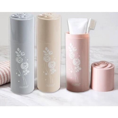 Portable Tooth Brush Storage Box Floral Travel Toothbrush Toothpaste Organizer Tableware Fork Spoons Protect Container 1piece