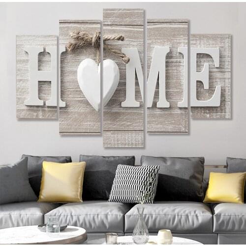 Five Pieces of LOVE HOME Wall Painting Modern Canvas Home Wall Decor